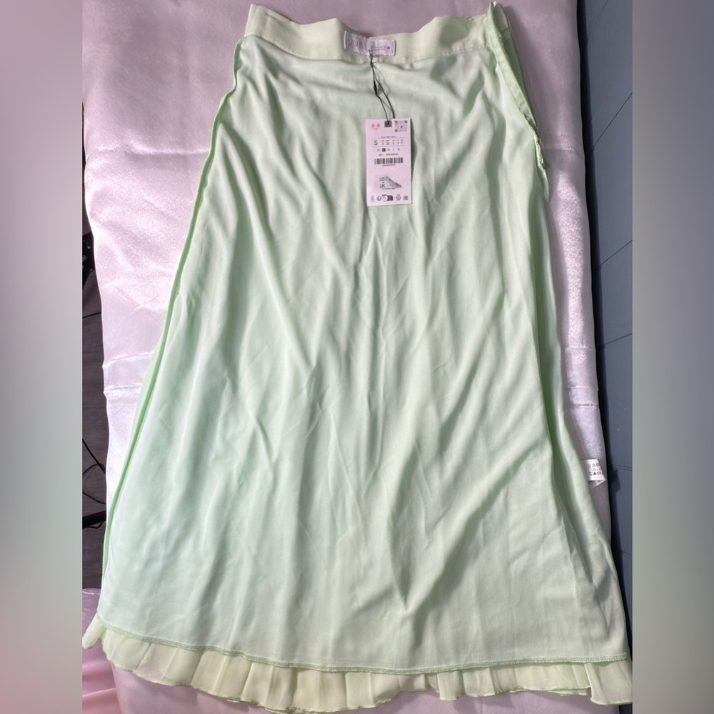Zara Light Green A-Line Skirt - Picture 9 of 12